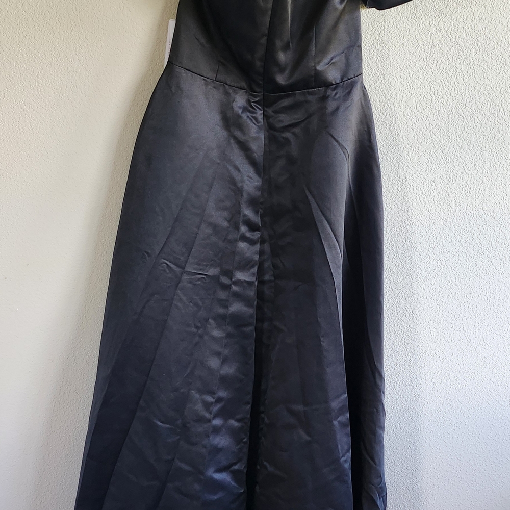 A-line One Shoulder Floor-Length Satin Bridesmaid/ Formal Dress - Picture 10 of 12